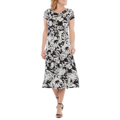 perceptions short sleeve fit & flare dress