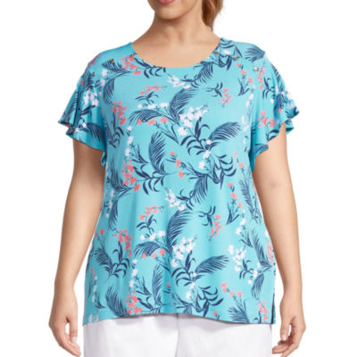 liz claiborne womens round neck short sleeve blouse