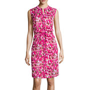 Liz Claiborne® Sleeveless Floral Cinched Waist Dress - Tall