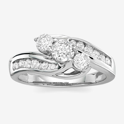 black diamond 3-stone 10K gold ring .59-carats eternal love promise anniversary 