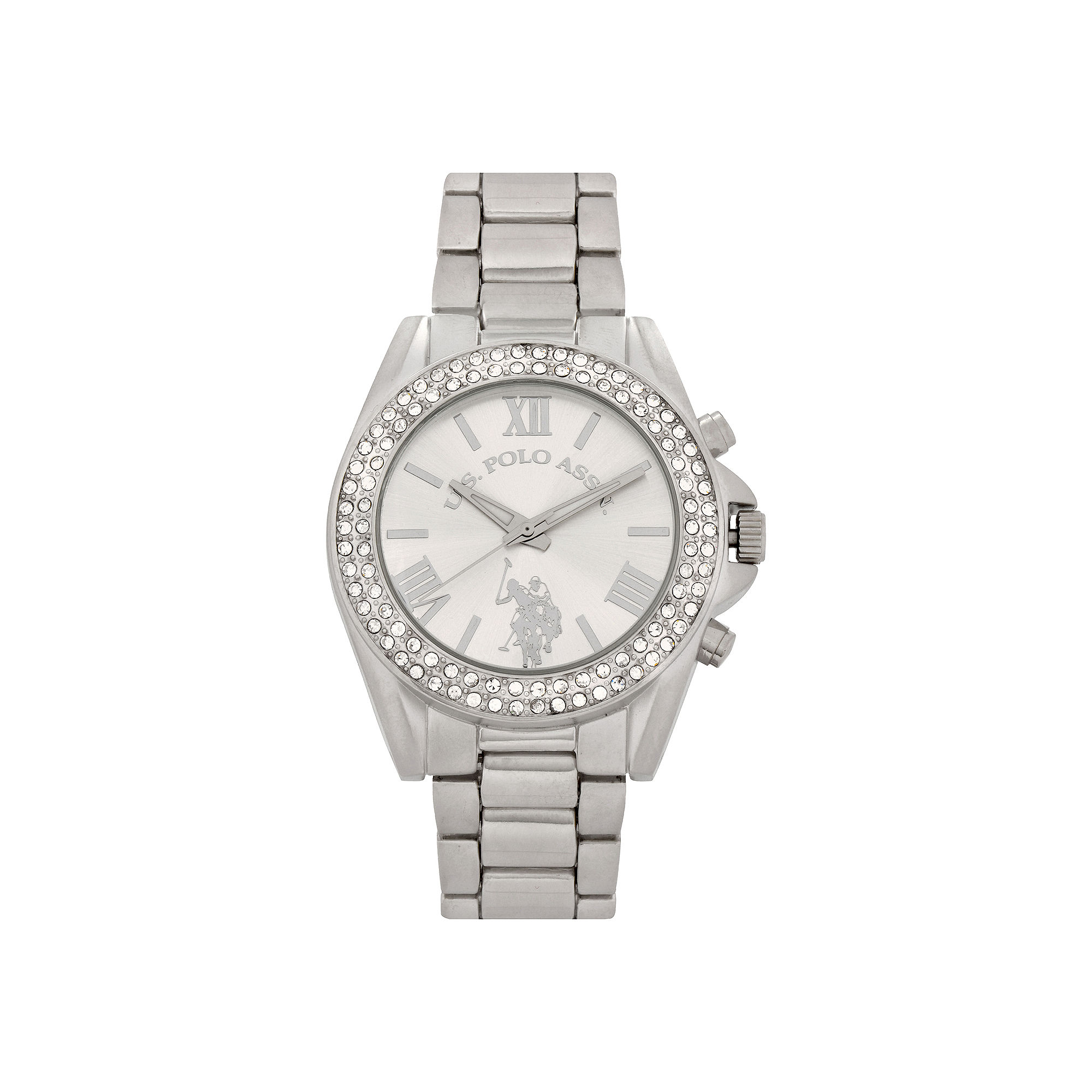 UPC 030506387794 product image for U.S. Polo Assn. Womens Silver-Tone Crystal Bezel Bracelet Watch | upcitemdb.com