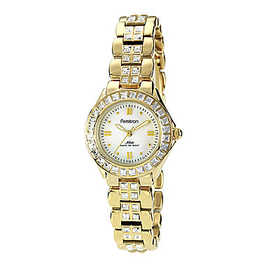 Armitron® Now® Womens Crystal-Accent Gold-Tone Brass Watch