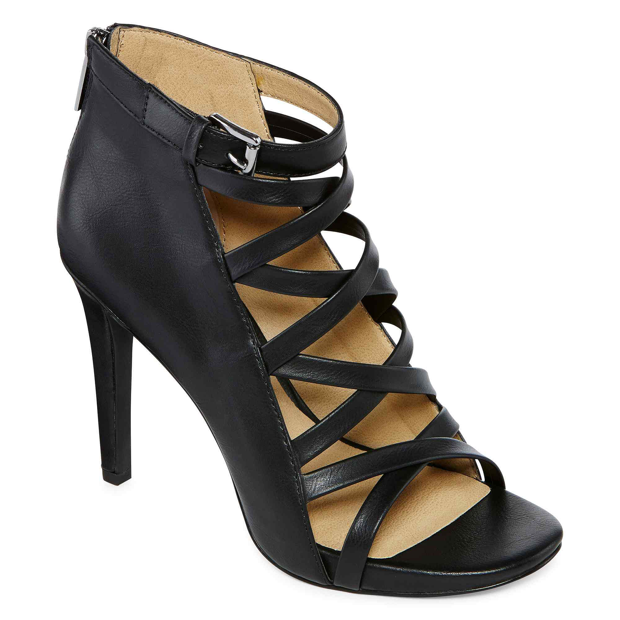 black strappy booties