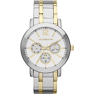 Liz Claiborne® Womens Two-Tone Chronograph Watch 