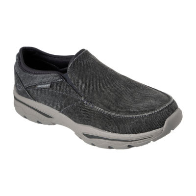 skechers men's slip on shoes black