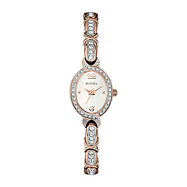Bulova® Womens Oval Crystal Accent Bracelet Watch