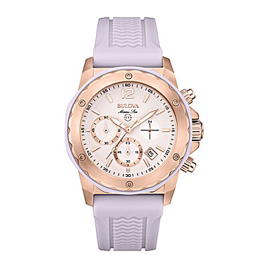 Bulova® Womens Purple Silicone Strap Chronograph Watch