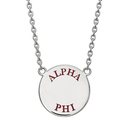 Alpha Sigma Alpha White Cz Circle Charm Necklace 