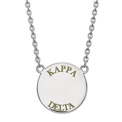 Kappa Delta Enamel Sterling Silver Disc Pendant Necklace