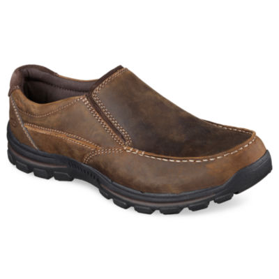 skechers men's brown leather shoe