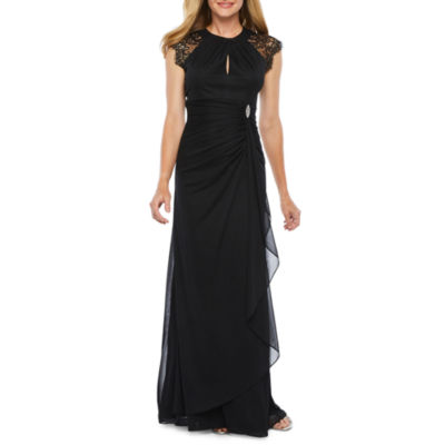 dj jaz cap sleeve beaded neck evening gown