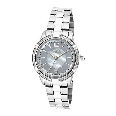 Invicta® Angel Womens Crystal-Accent Stainless Steel Bracelet