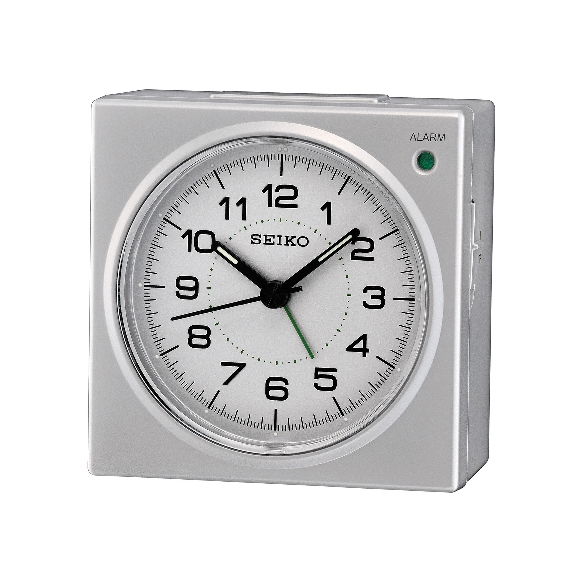 Seiko Silver-Tone Bedside Beep Alarm Clock with Snooze Qhe086slh
