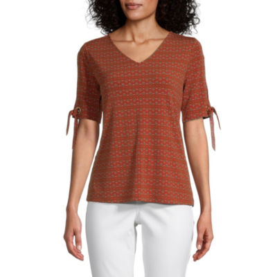 liz claiborne womens v neck short sleeve blouse