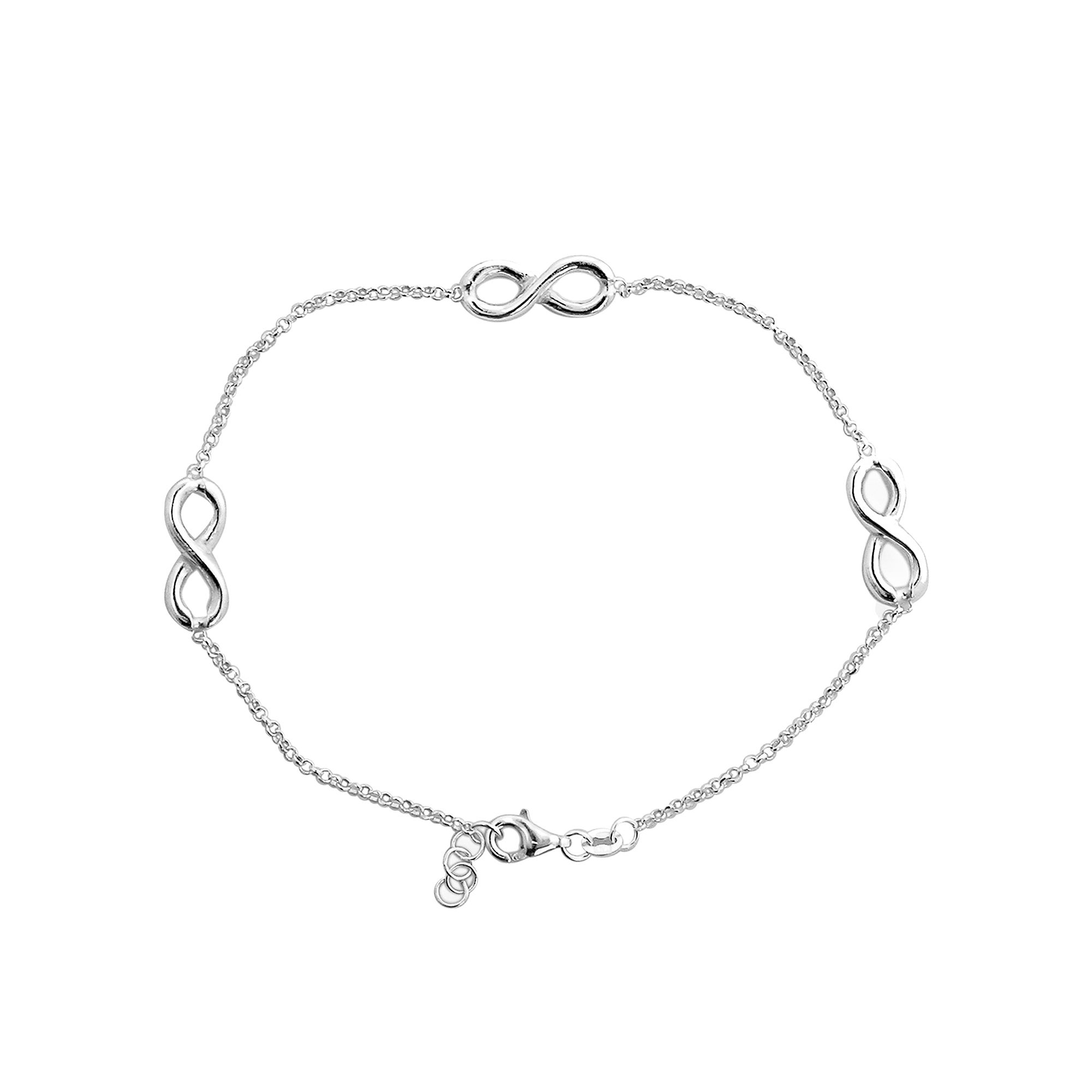 Sterling Silver Infinity Station Ankle Bracelet