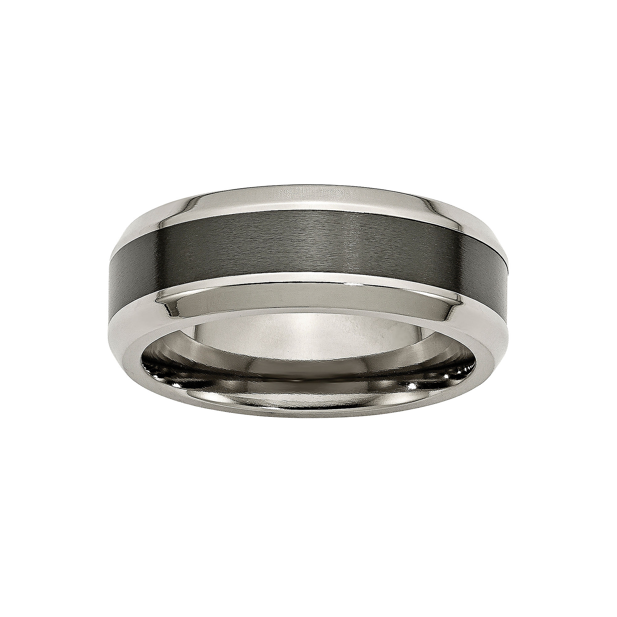 Mens 8Mm Titanium & Black Ceramic Wedding Band