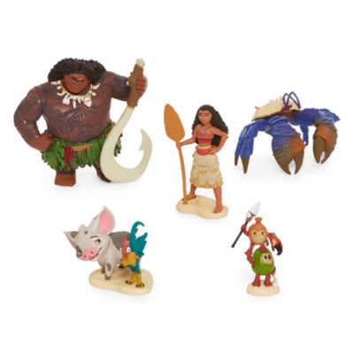 NEW Moana Action Figures Doll Necklace Kids Children Play Cake Topper Toy Set