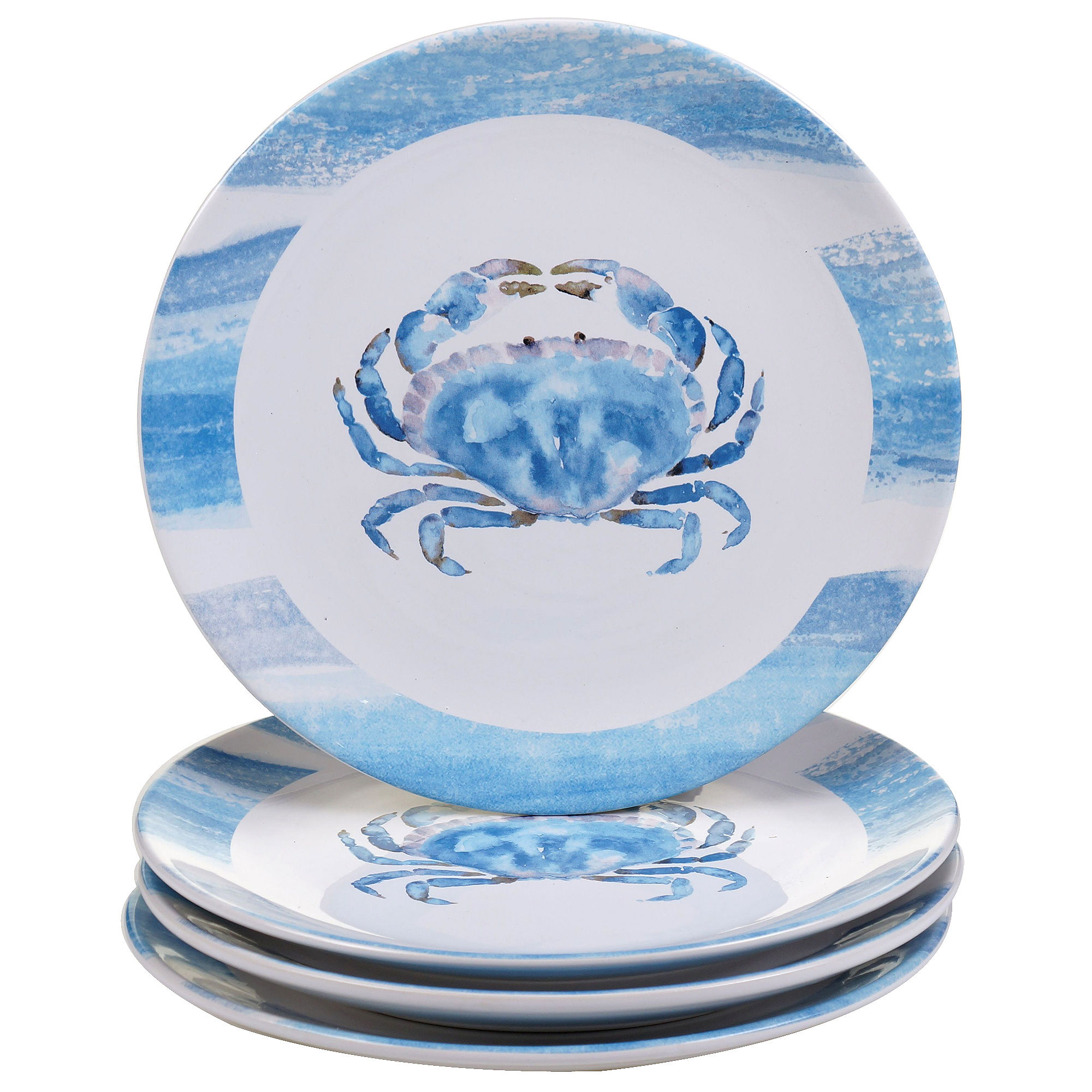 Certified International Beach House Kitchen Set of 4 Crab Dinner Plates