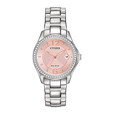 Citizen® Eco-Drive® Silhouette Womens Crystal-Accent Pink Dial