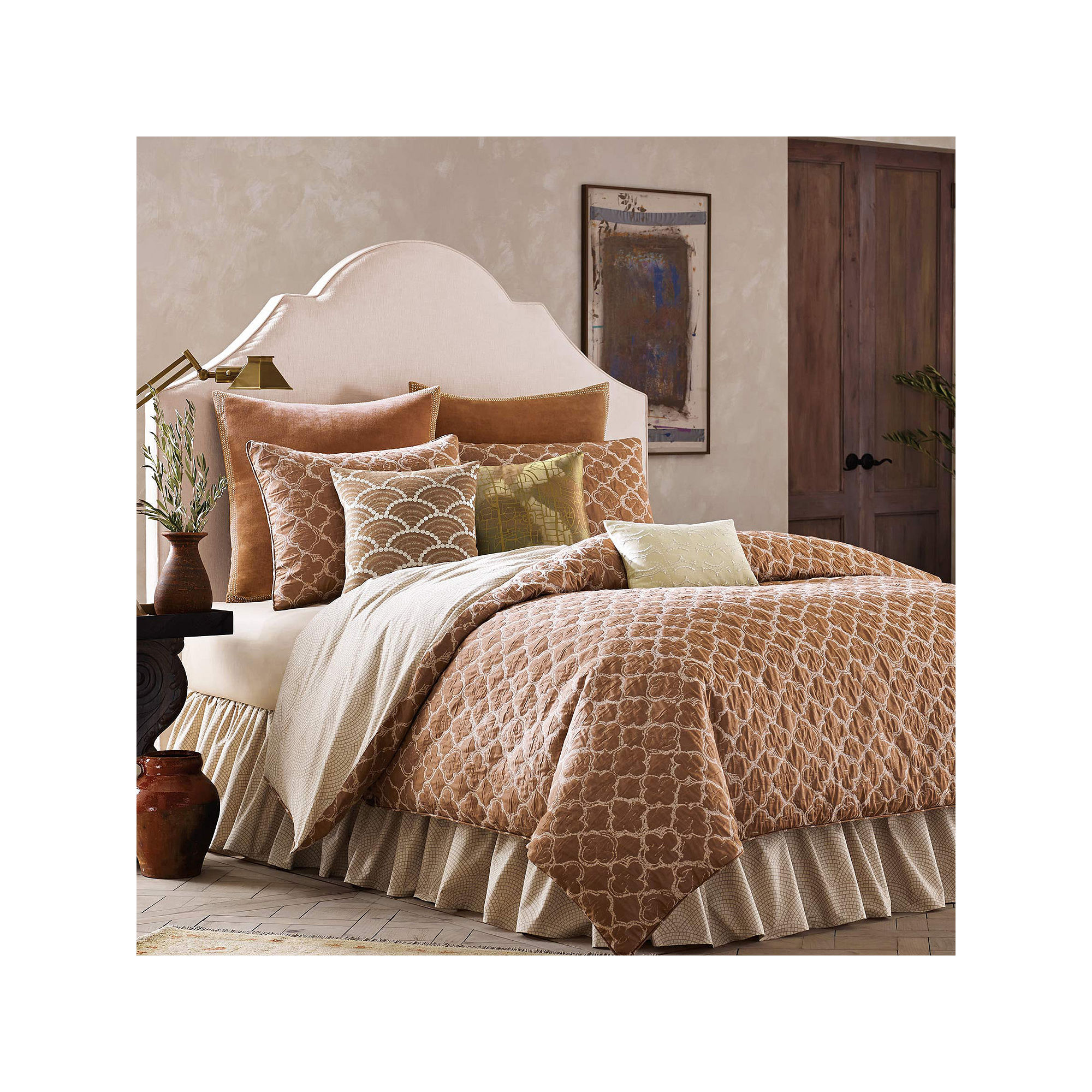 BiniChic Terracotta Quatrefoil 4-pc. Jacquard Comforter Set