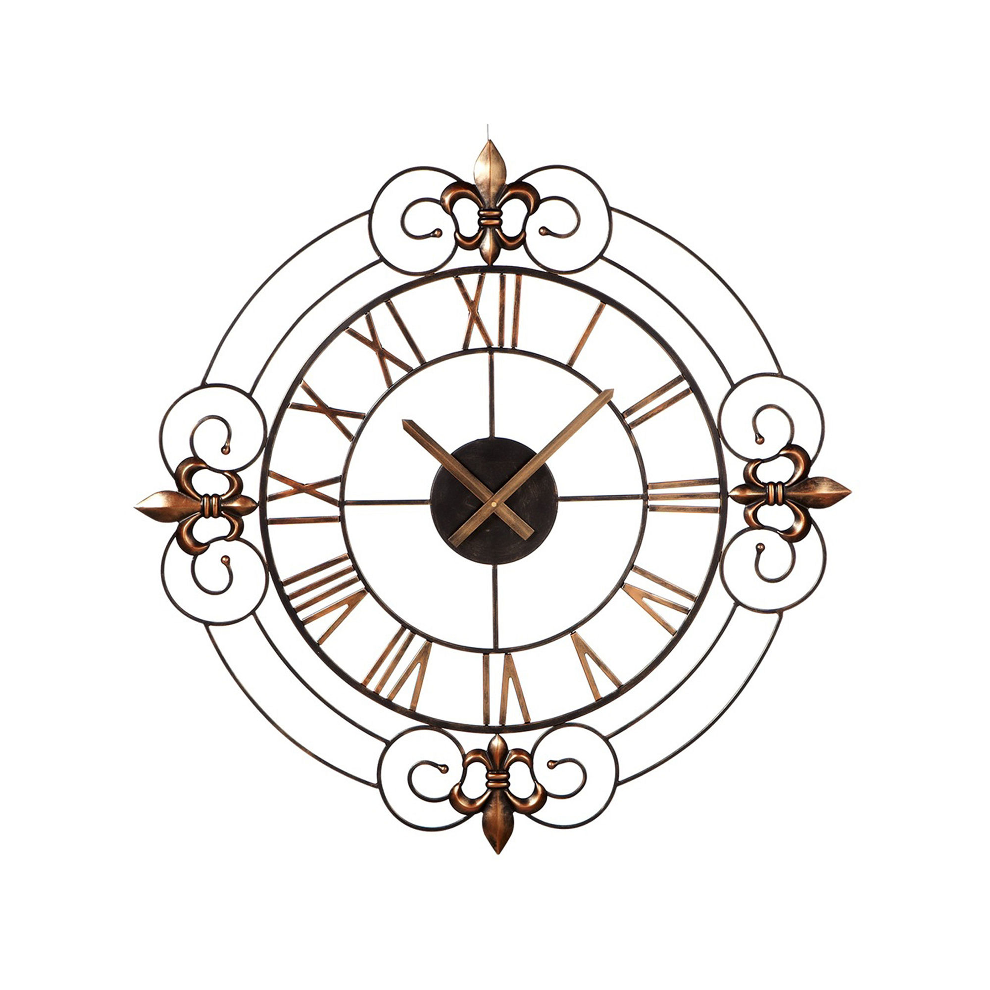 UPC 738449512975 product image for Bronze Scroll Fleur de Lis Wall Clock | upcitemdb.com