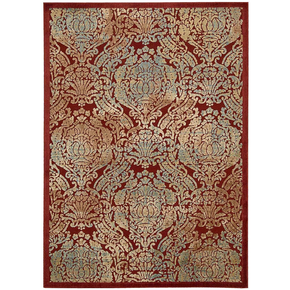 Nourison Ancient Ruins Hand Carved Rectangular Rugs, Red