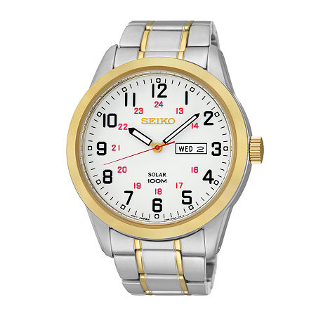 seiko men's beige nylon strap solar dress watch