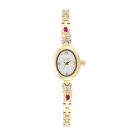 UPC 049353757865 product image for Elgin Womens Ruby and Crystal Gold-Tone Bracelet Watch | upcitemdb.com