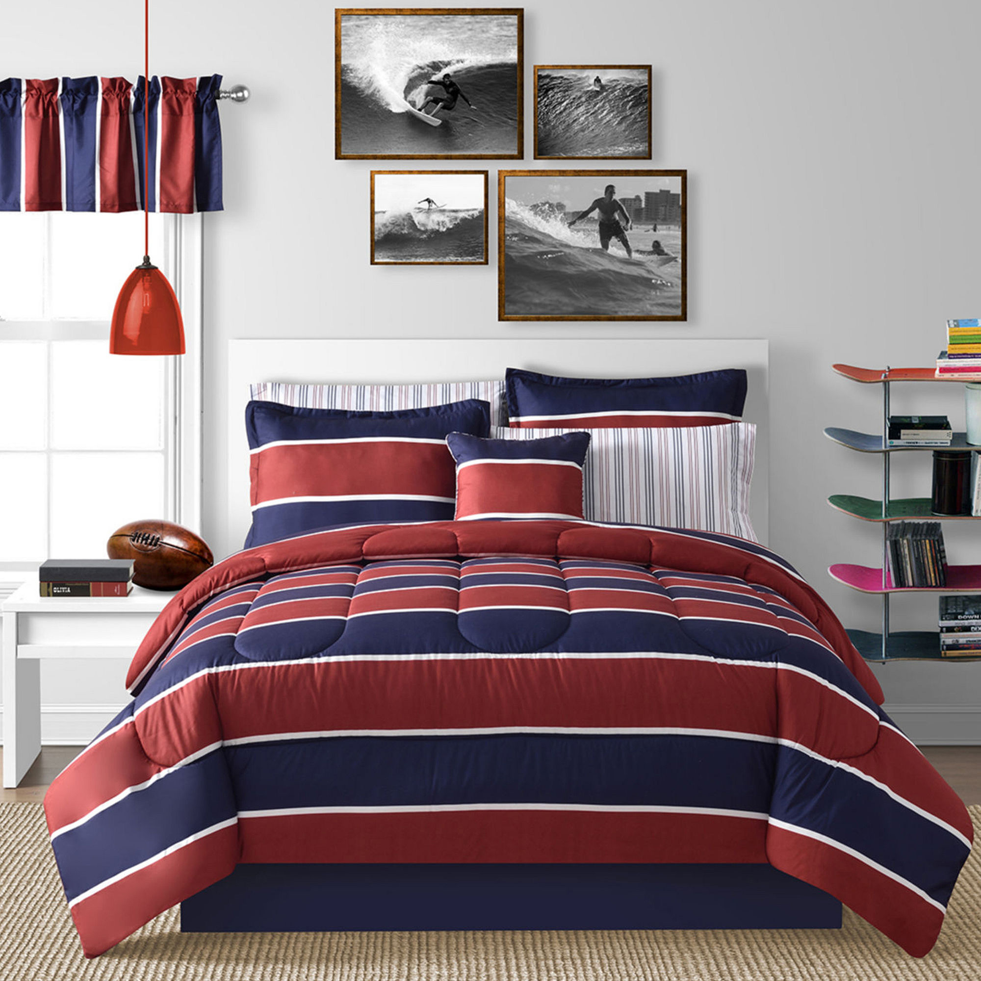 Rugby Stripe Complete Bedding Set with Sheets