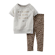 Carter’s® French Terry Top and Leopard Legging Set – Girls newborn-24m