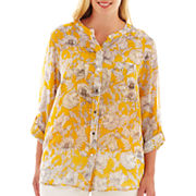 Liz Claiborne Long-Sleeve Button-Front Blouse with Cami - Plus