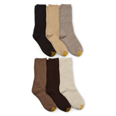 Gold Toe Women's Casual Ribbed Crew Socks Shoe Size: 6-9 6 Pairs Black 