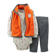 Carter’s® 3-pc. Orange Fox Microfleece Vest Set – Boys newborn-24m