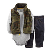 Carter’s® 3-pc. Camo Print Microfleece Vest Set – Boys newborn-24m