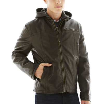 with jcp Racer Faux hooded Jacket Leather Hood scarf Levi's®