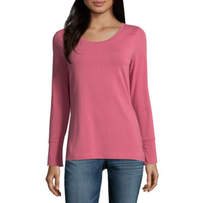 sleeve shirt crew neck womens jcpenney ana