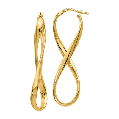 14k Yellow Gold Figure Eight Infinity Loop Hoop Earrings 