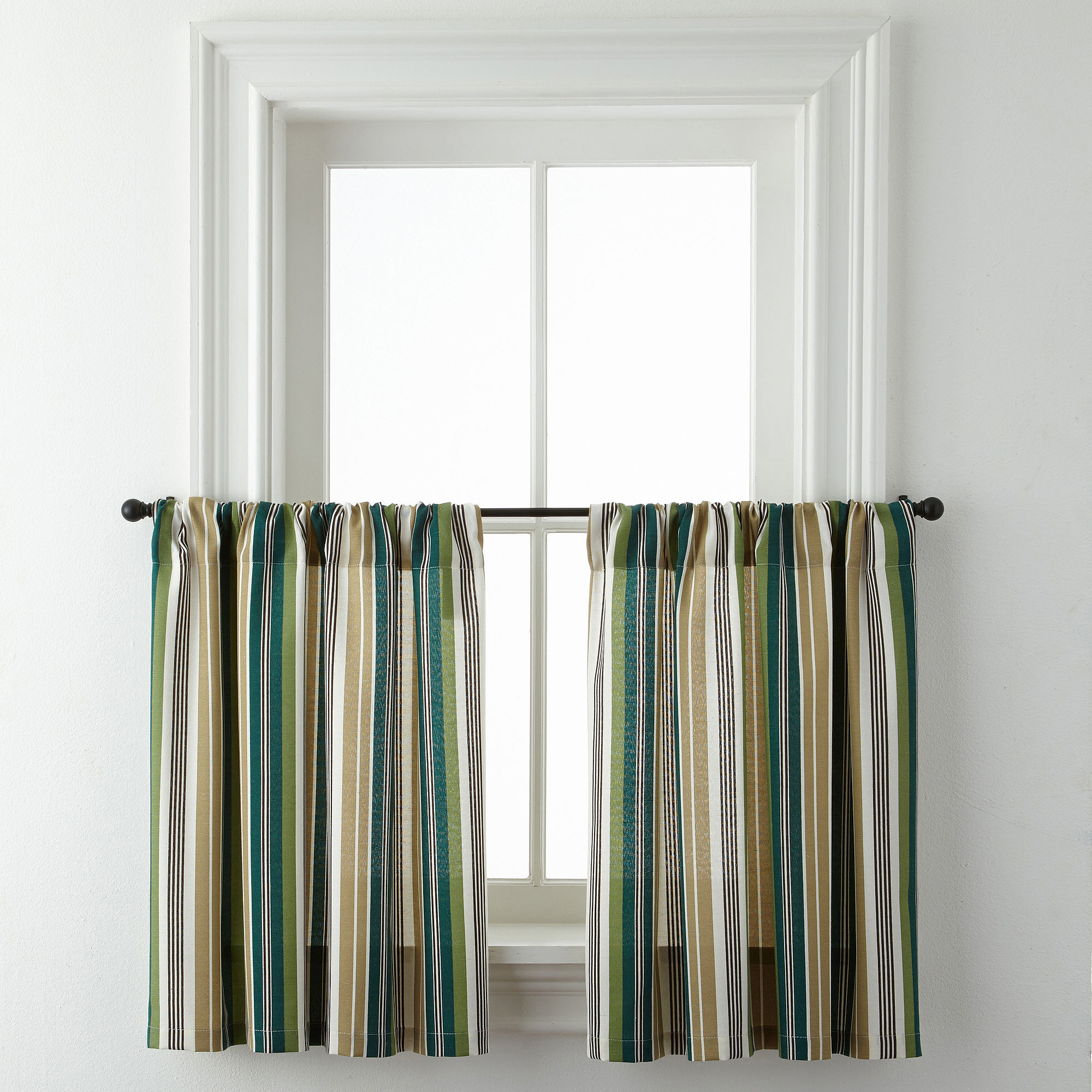 Forest Stripe Rod-Pocket Window Tiers