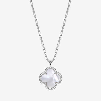White Mother of Pearl Clover Necklace Gift Box Women Wedding Birthday Jewelry