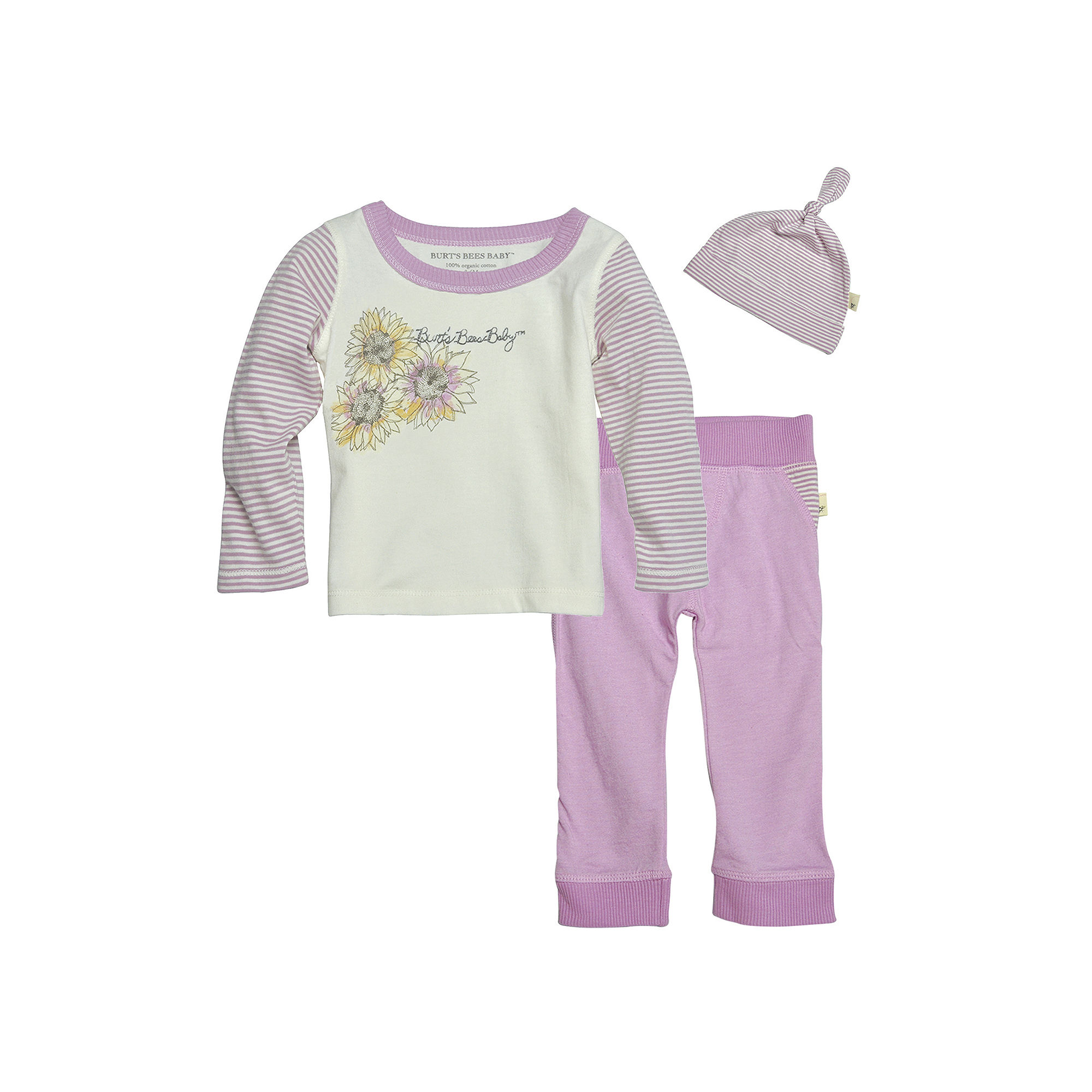 UPC 840635156433 product image for Burt's Bees Baby 3-pc. Sunflower Shirt and Pants Set - Baby Girls 3m-12m | upcitemdb.com