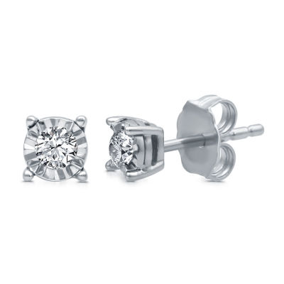 925 Sterling Silver Clear Cubic Zirconia Cluster Stud Earrings  Diam  5/8" 16mm 