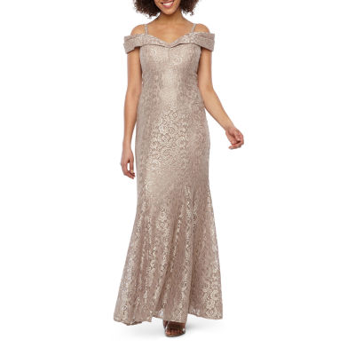 r & m richards short sleeve beaded evening gown