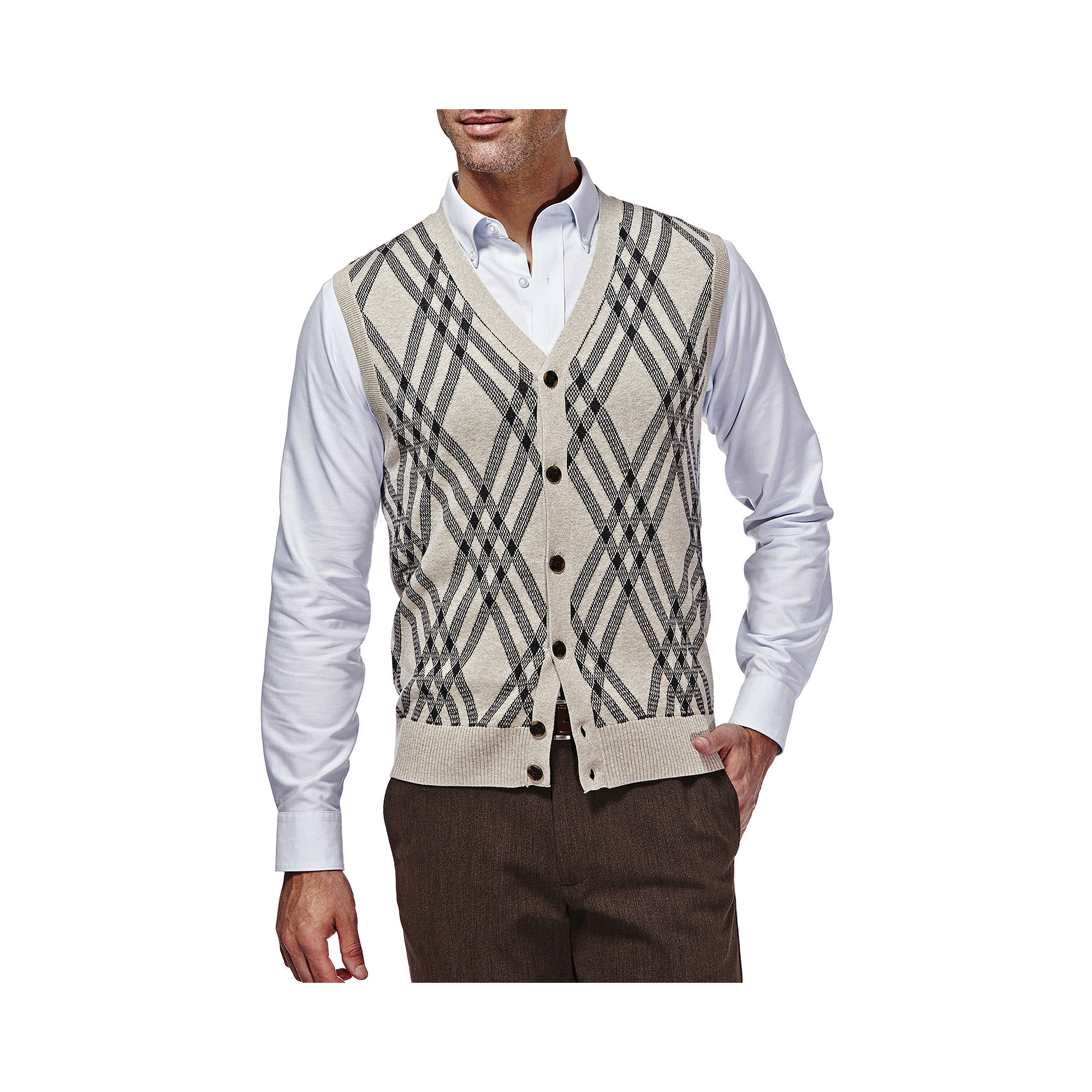 UPC 019781748346 product image for Haggar Button-Front Sweater Vest | upcitemdb.com