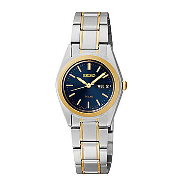 Seiko® Womens Two-Tone Blue Solar Watch SUT110