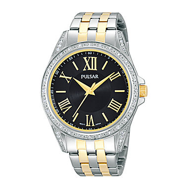 Pulsar® Night Out Womens Crystal-Accent Stainless Steel