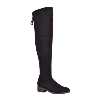 over the knee black boots block heel