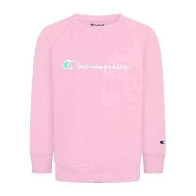 Champion Big Girls Crew Neck Long Sleeve Fleece Sweatshirt, Color: Pink - JCPenney