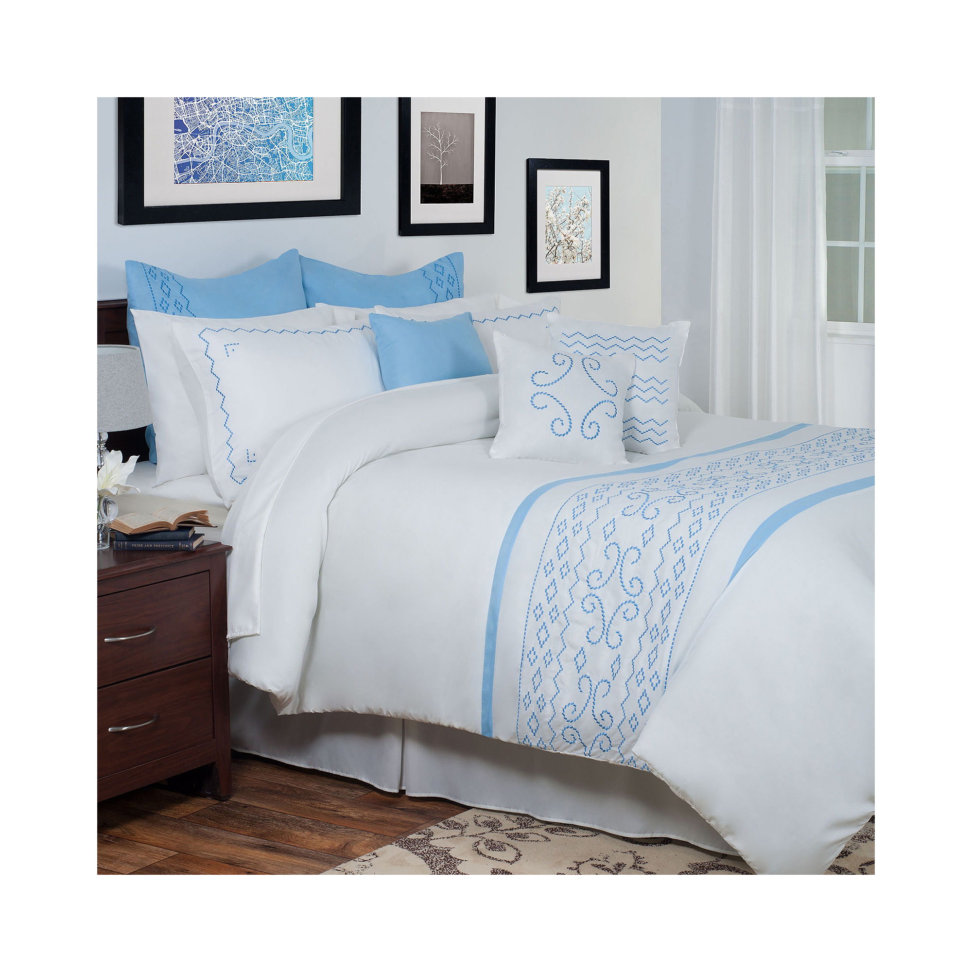 Cambridge Home Isabella Oversized Embroidered Complete Bedding Set with Sheets