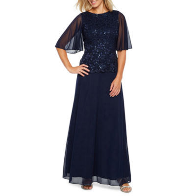 Onyx Nites Short Sleeve Evening Gown 