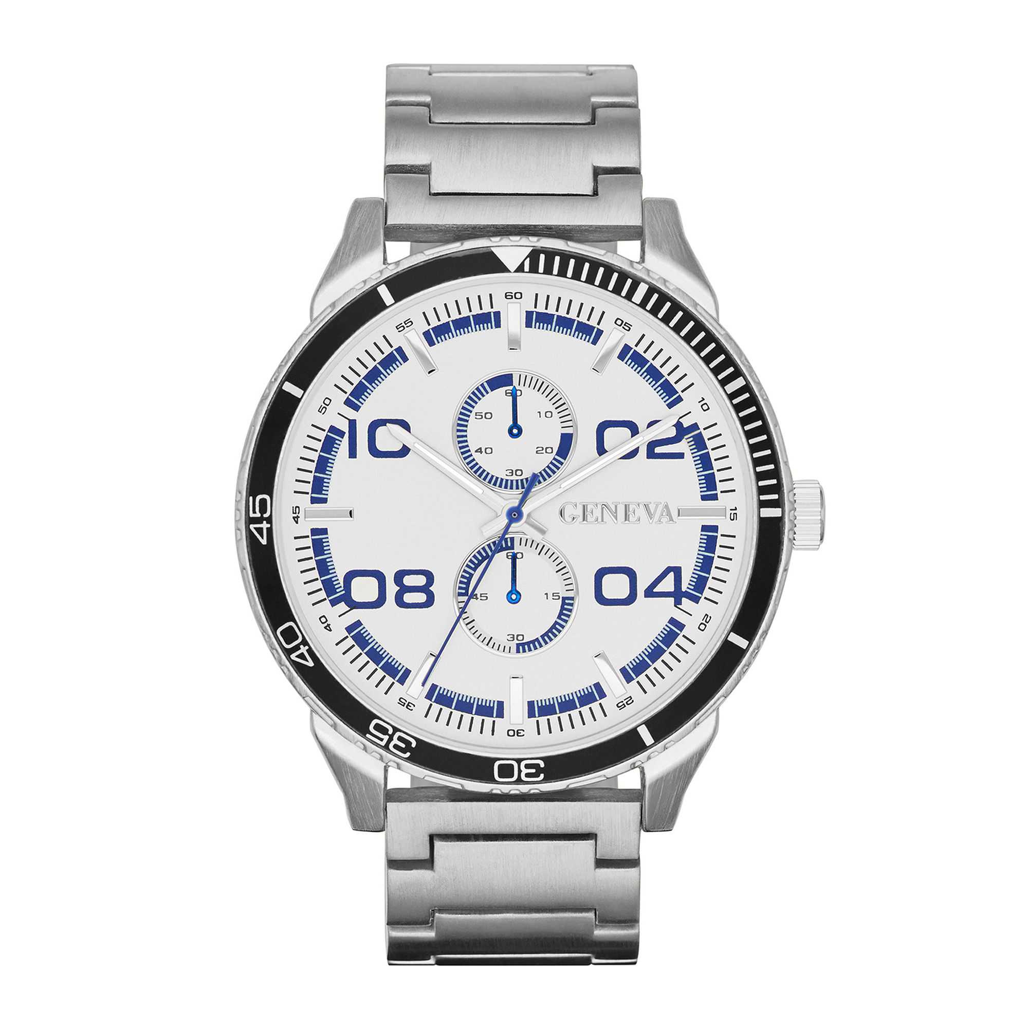 Mens Multifunction-Look Silver-Tone Watch